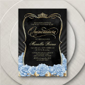 Blue Gold Black Quinceañera Kaart