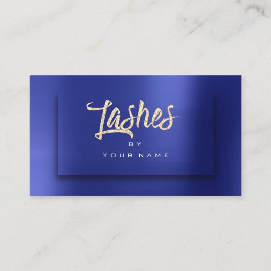 Blue Gold Blush Glitter Typografen Makeup Lashes Visitekaartje (Voorkant)