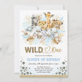 Blue Gold Boho Safari Animals Wild Op een dag Kaart (Voorkant)