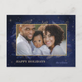 Blue Gold Botanical Photo Holiday Briefkaart (Voorkant)