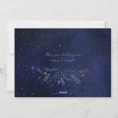 Blue Gold Botanical Sparkle Photo Holiday Card Feestdagenkaart (Achterkant)