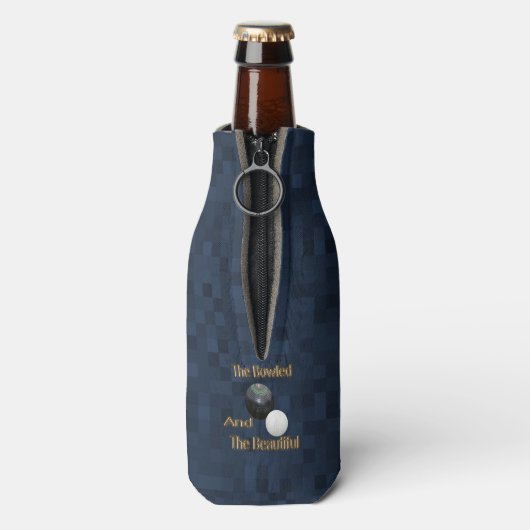 Blue Gold Bowled Beauful Lawn Bowls-design Flesjeskoeler (Fles Achterkant)