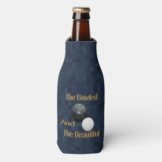 Blue Gold Bowled Beauful Lawn Bowls-design Flesjeskoeler (Fles Voorkant)