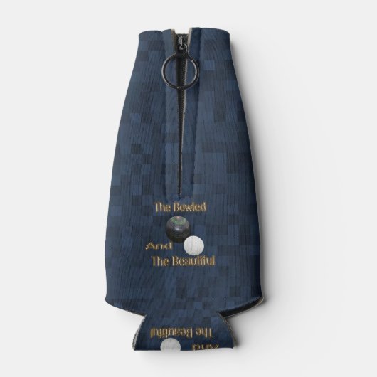 Blue Gold Bowled Beauful Lawn Bowls-design Flesjeskoeler (Achterkant)