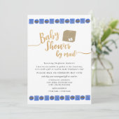 Blue Gold Boy Baby shower per post Kaart (Staand voorkant)