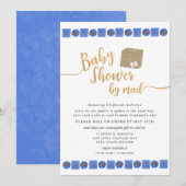 Blue Gold Boy Baby shower per post Kaart (Voorkant / Achterkant)