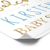 Blue & Gold Boy Baby shower Welkom Poster (Hoek)
