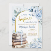 Blue Gold Boy Storybook Thema Baby shower Kaart (Voorkant)