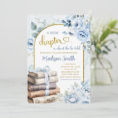 Blue Gold Boy Storybook Thema Baby shower Kaart (Staand voorkant)