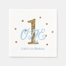 Blue & Gold Boys ONE 1e verjaardagsfeestje Servet