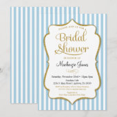 Blue Gold Bridal Shower Invitation Pastel Blue Kaart (Voorkant / Achterkant)
