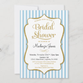 Blue Gold Bridal Shower Invitation Pastel Blue Kaart