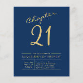 Blue Gold Budget 21st Birthday Uitnodiging Flyer (Voorkant)