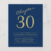 Blue Gold Budget 30th Birthday Invitation Flyer (Voorkant)