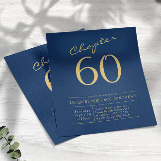 Blue Gold Budget 60th Birthday Invitation Flyer