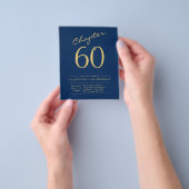 Blue Gold Budget 60th Birthday Invitation Flyer (Hand)