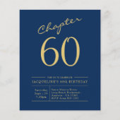 Blue Gold Budget 60th Birthday Invitation Flyer (Voorkant)