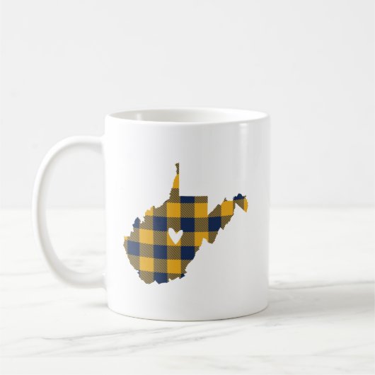 Blue & Gold Buffalo Pset West Virginia Outline Koffiemok (Links)