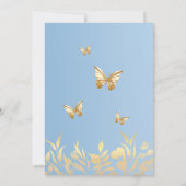 Blue Gold Butterfly Baby shower Kaart (Achterkant)
