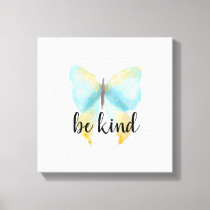 Blue Gold Butterfly inspirerend prijsopgave Canvas Afdruk