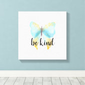 Blue Gold Butterfly inspirerend prijsopgave Canvas Afdruk (Insitu (Houten vloer))