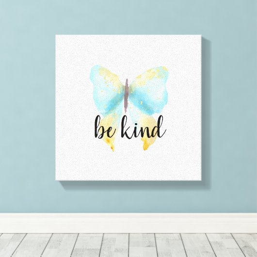 Blue Gold Butterfly inspirerend prijsopgave Canvas Afdruk (Insitu (Houten vloer))
