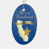 Blue Gold California Star Keramisch Ornament (Links)