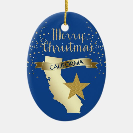 Blue Gold California Star Keramisch Ornament (Voorkant)