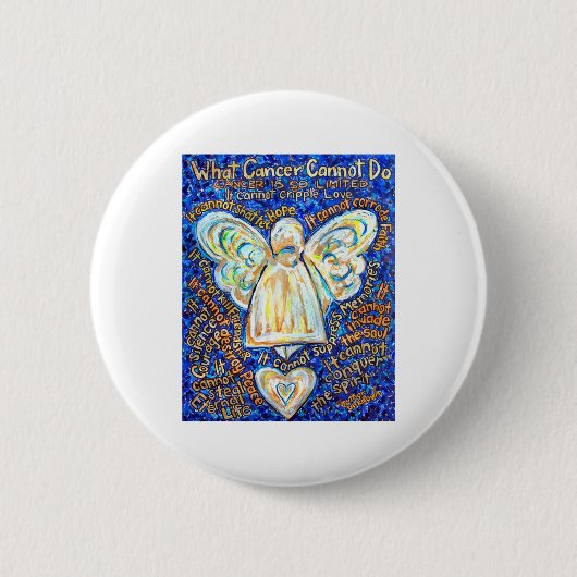 Blue & Gold Cancer Angel-Button Ronde Button 5,7 Cm (Voorkant)
