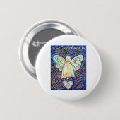Blue & Gold Cancer Angel-Button Ronde Button 5,7 Cm (Voorkant /achterkant)