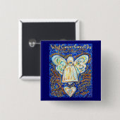 Blue & Gold Cancer Angel-Button Vierkante Button 5,1 Cm (Voorkant /achterkant)