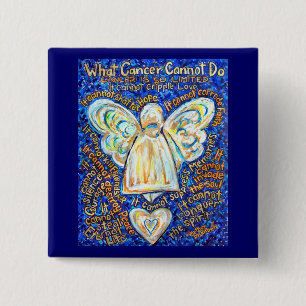 Blue & Gold Cancer Angel-Button Vierkante Button 5,1 Cm