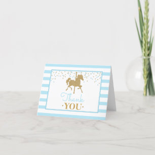 Blue Gold Carrousel Horse Folted Hartelijk dank Bedankkaart