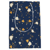 Blue Gold Celebration Drink Pattern Medium Cadeauzakje (Voorkant)