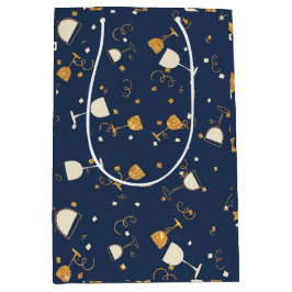 Blue Gold Celebration Drink Pattern Medium Cadeauzakje