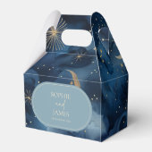 Blue Gold Celestial Elegant Starry Sky Wedding Bedankdoosjes (Achterkant)