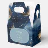 Blue Gold Celestial Elegant Starry Sky Wedding Bedankdoosjes (Geopend)