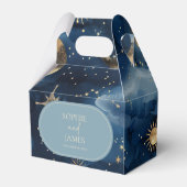 Blue Gold Celestial Elegant Starry Sky Wedding Bedankdoosjes (Voorkant Zijde)