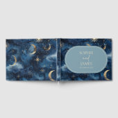 Blue Gold Celestial Elegant Starry Sky Wedding Gastenboek (Volledig)