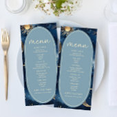 Blue Gold Celestial Elegant Starry Sky Wedding Menu