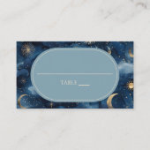 Blue Gold Celestial Elegant Starry Sky Wedding Plaatskaartje (Voorkant)