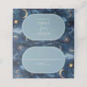 Blue Gold Celestial Elegant Starry Sky Wedding Plaatskaartje (Buitenkant ongevouwen)