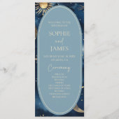 Blue Gold Celestial Elegant Starry Sky Wedding Programmakaart (Voorkant)