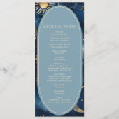 Blue Gold Celestial Elegant Starry Sky Wedding Programmakaart (Achterkant)