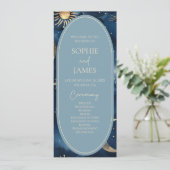 Blue Gold Celestial Elegant Starry Sky Wedding Programmakaart (Staand voorkant)
