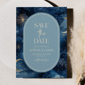 Blue Gold Celestial Elegant Starry Sky Wedding Save The Date
