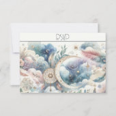 Blue Gold Celestial Moon Response Kaart (Voorkant)