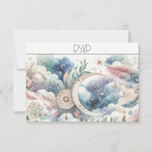 Blue Gold Celestial Moon Response Kaart (Voorkant)