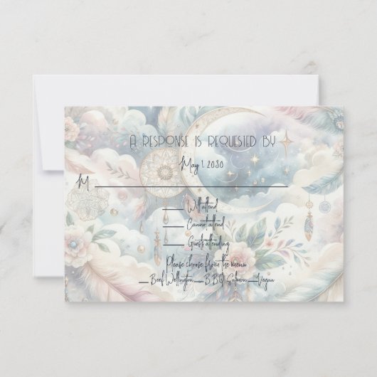 Blue Gold Celestial Moon Response Kaart (Achterkant)