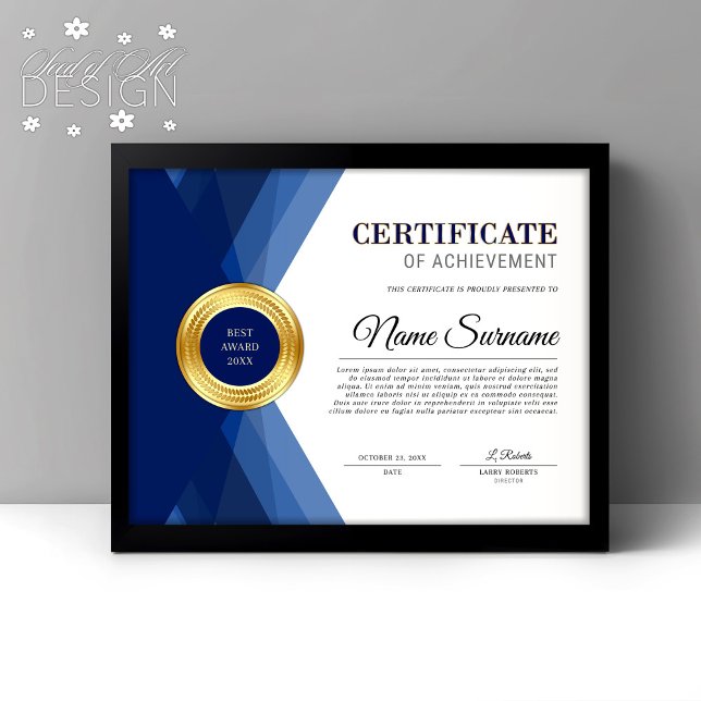 Blue & Gold Certificate of Achievement Award (Creator heeft geüpload)